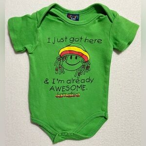 Groovy Baby Jamaica “I Just Got Here & I’m Already Awesome” Baby Outfit Size 6M